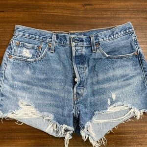 Levi's Blue Distressed Jean Shorts